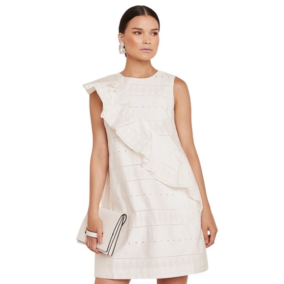 chinese dress ladies Ponte Dress With Combo Ruffle | Mireya
